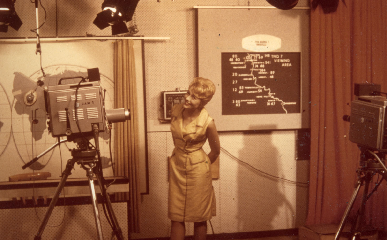 TV presenter Rosemary Eather in a TV studio, c1965.