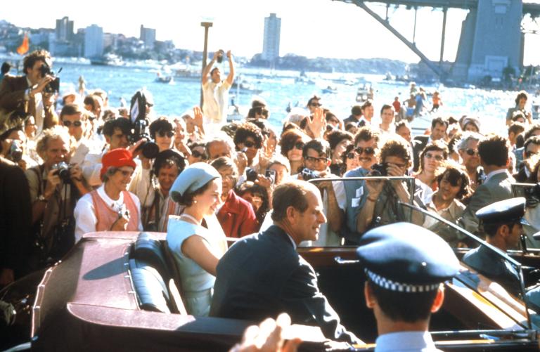The Queen and Prince Philip arrive for the official opening ceremony of the Sydney Opera House in 1973.