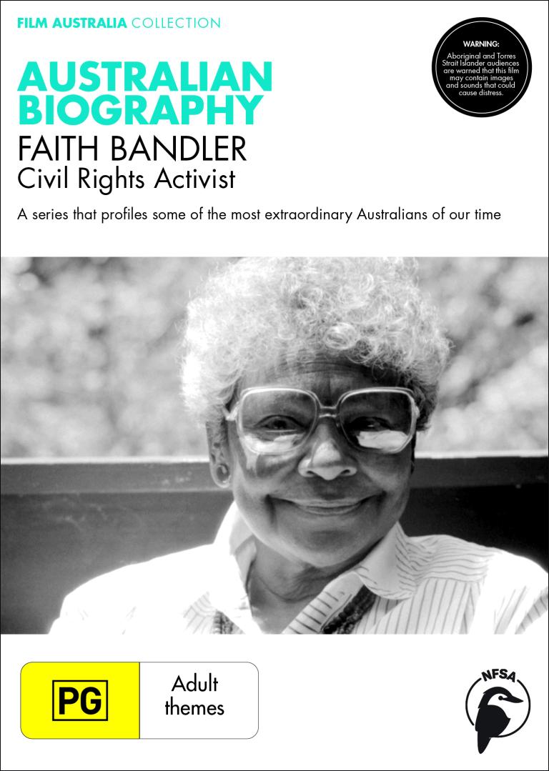 DVD cover of Australian Biography: Faith Bandler featuring a black and white photograph of Faith Bandler