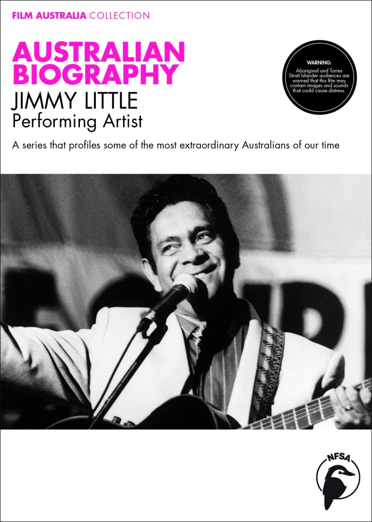 DVD cover of Australian Biography: Jimmy Little featuring a black and white photo of Jimmy Little