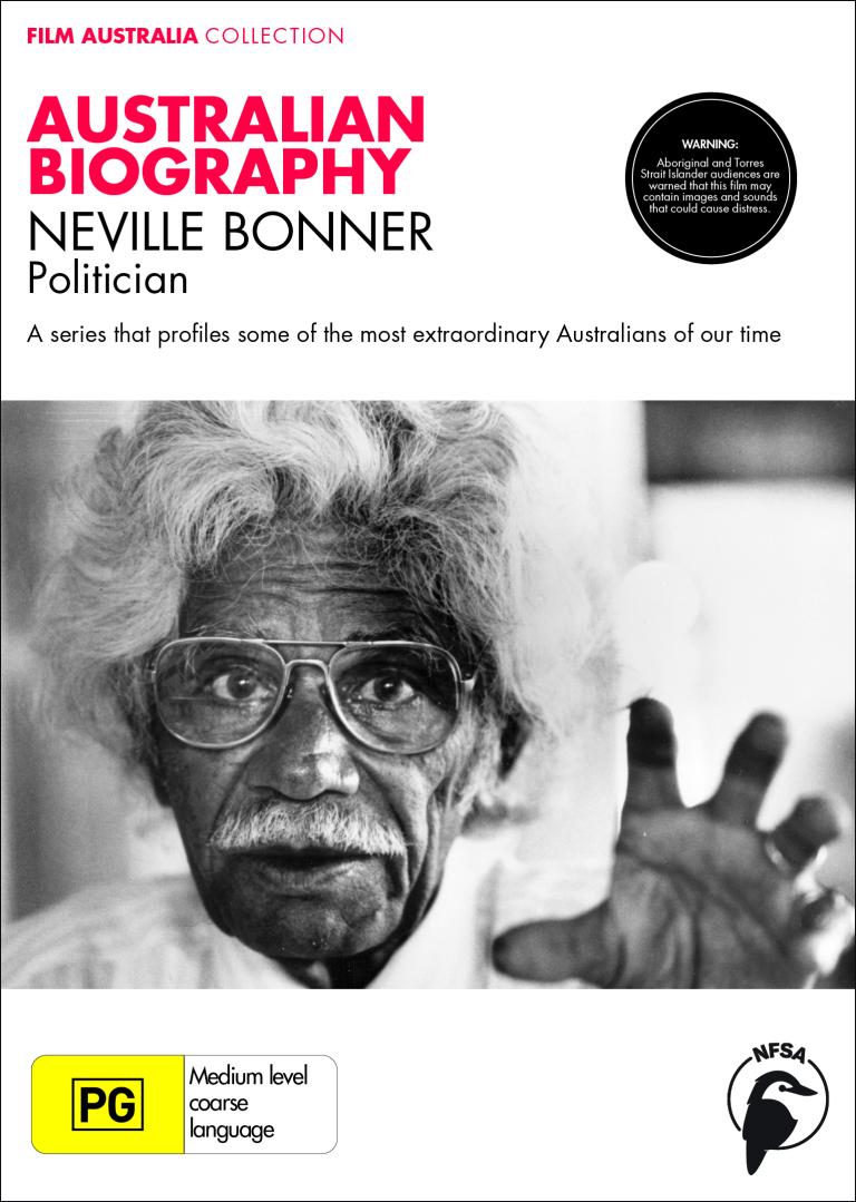 DVD cover of Australian Biography: Neville Bonner featuring black and white photo of Neville Bonner
