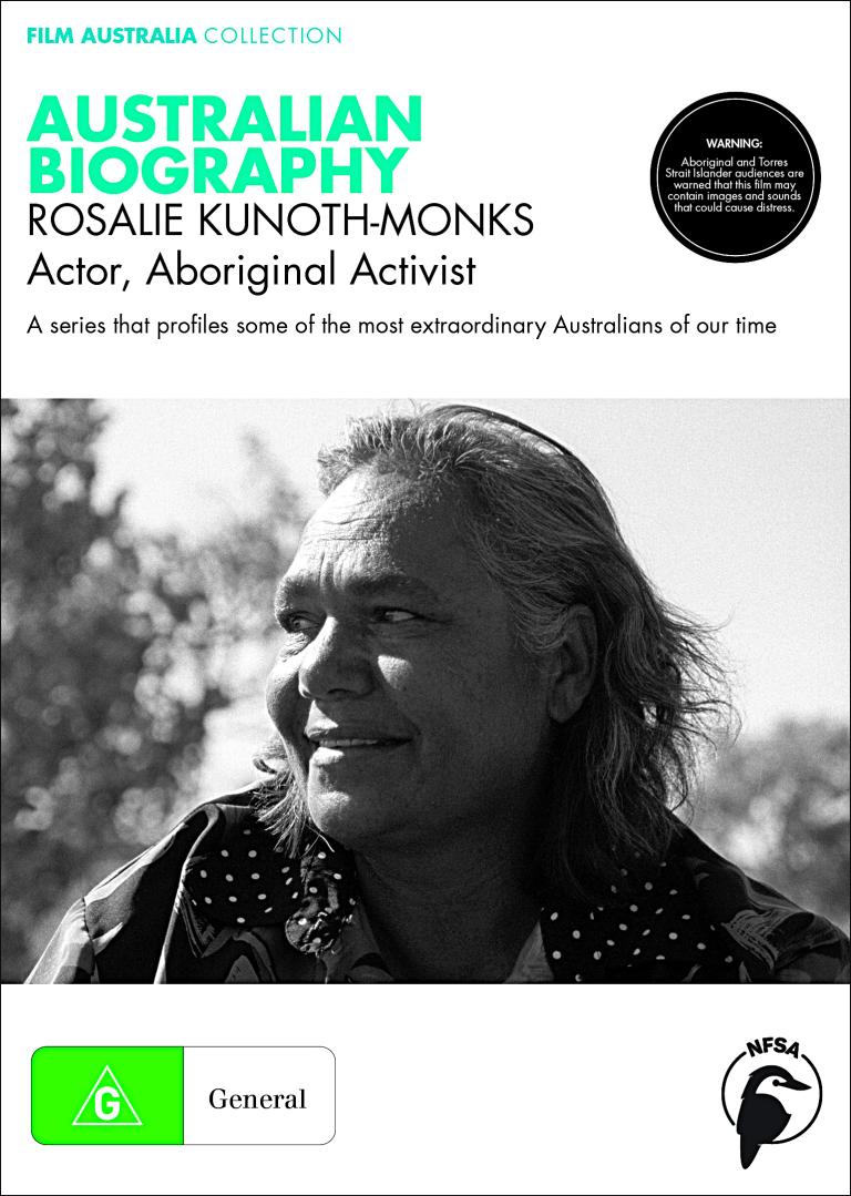 DVD cover of Australian Biography: Rosalie Kunoth-Monks featuring black and white photo of Rosalie Kunoth-Monks