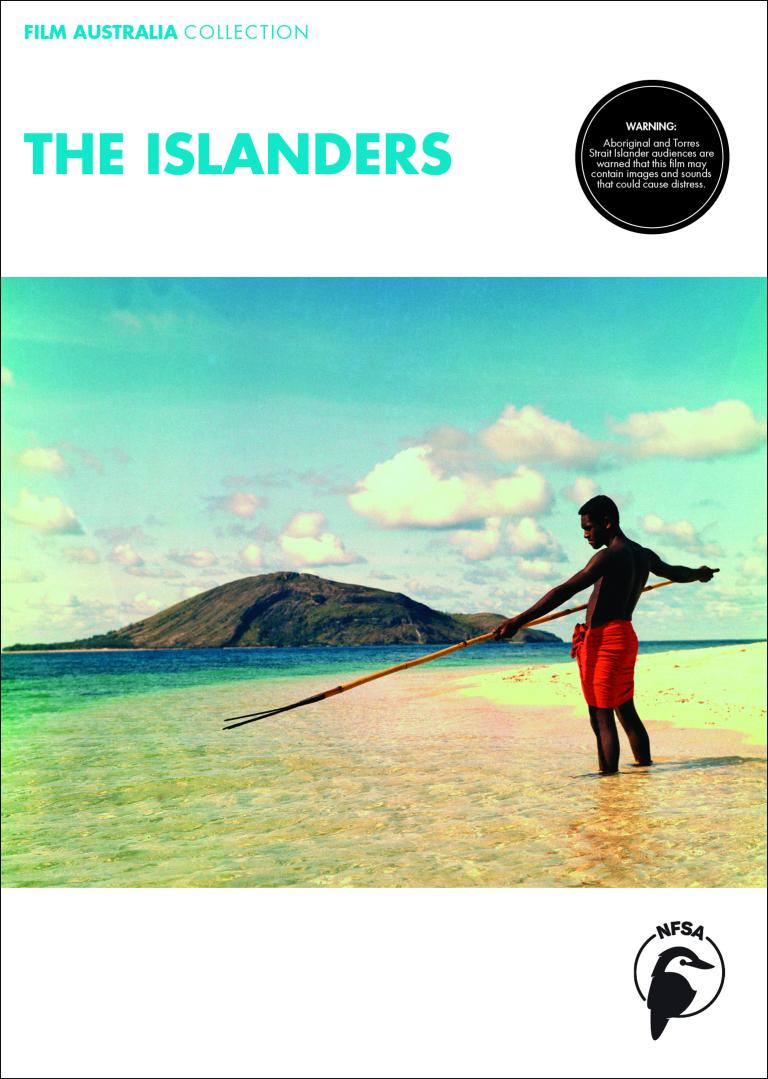 DVD cover of The Islanders featuring a Torres Strait Islander man spearfishing on a beach
