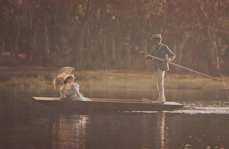 Michael takes Irma punting on a lake in a scene from the original release of Picnic at Hanging Rock