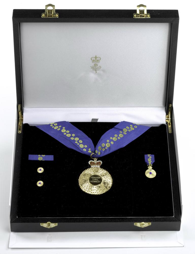 Graham Kennedy's Order of Australia medal in presentation box