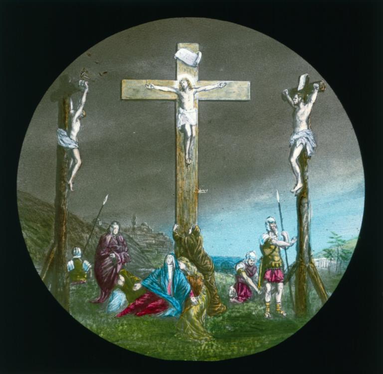 Christ on the Cross with two others beside him 