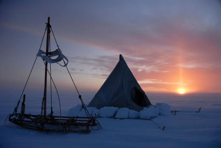 Sunset over Tim Jarvis and John Stoukalo’s campsite in Antarctica