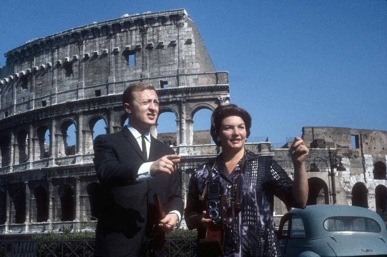 Graham Kennedy at the Colosseum, Rome with unknown woman