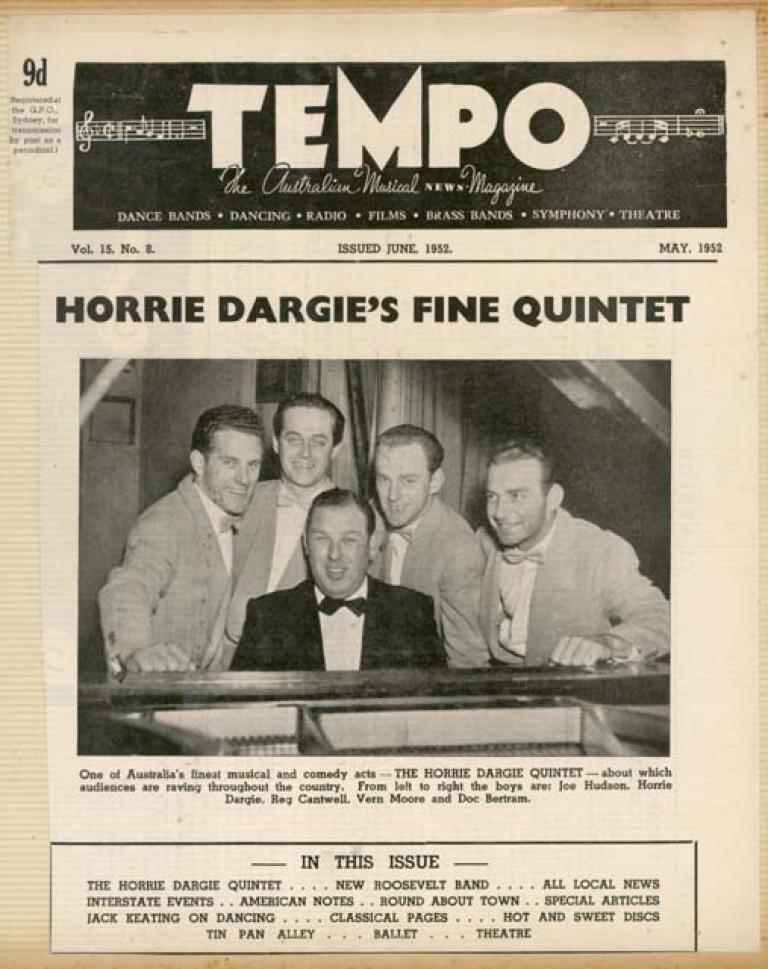 Cover of Tempo music magazine with photo of the Horrie Dargie Quintet