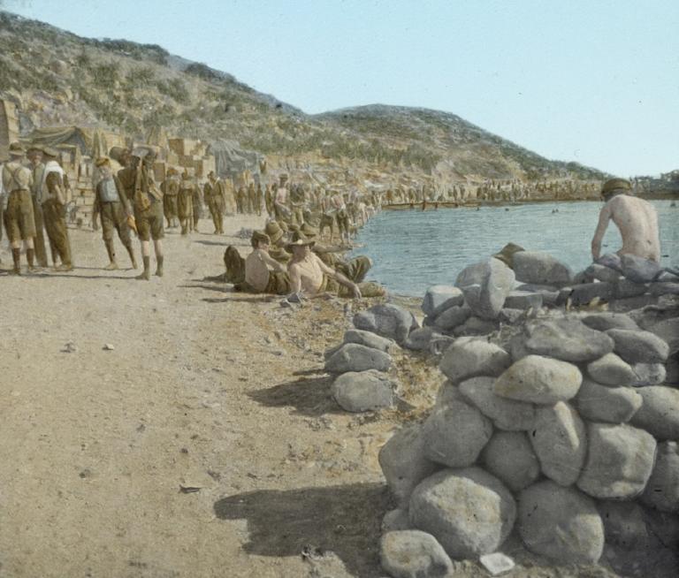 Soldiers swimming at Gallipoli