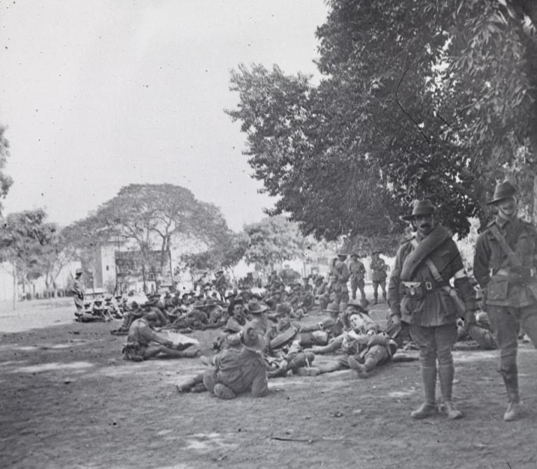 Australian soldiers lying in a park in Egypt