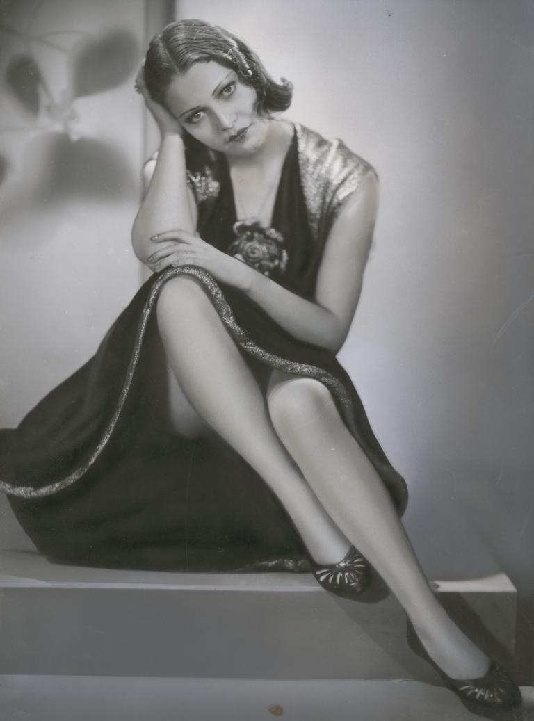 Photographic portrait of film actress Hella Gerstl.