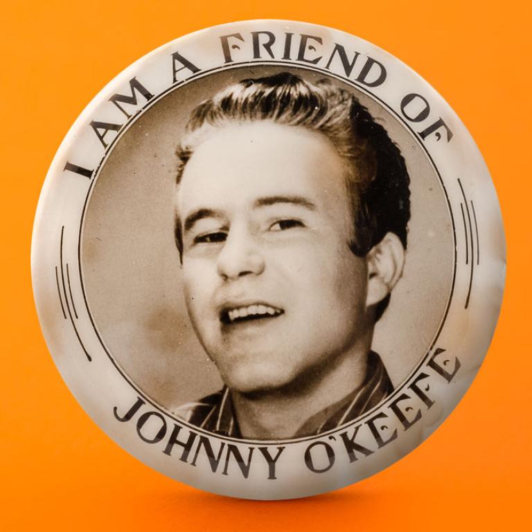 'I am a Friend of Johnny O'Keefe' metal pin badge