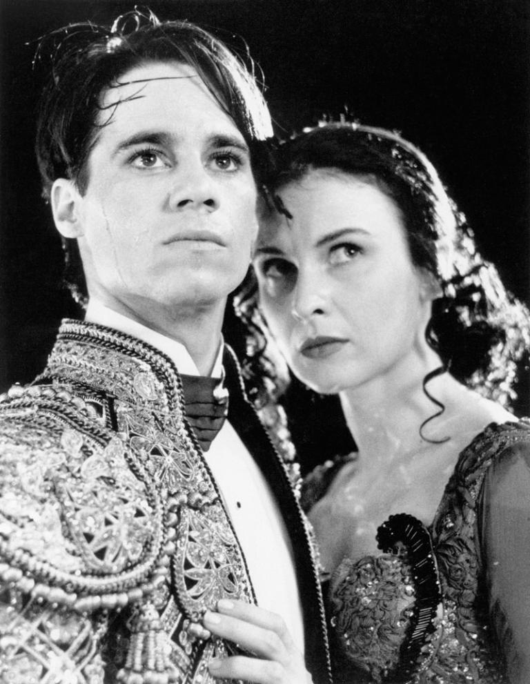 Paul Mercurio as Scott and Tara Morice as Fran. They are wearing their costumes for their Paso Doble dance performance.