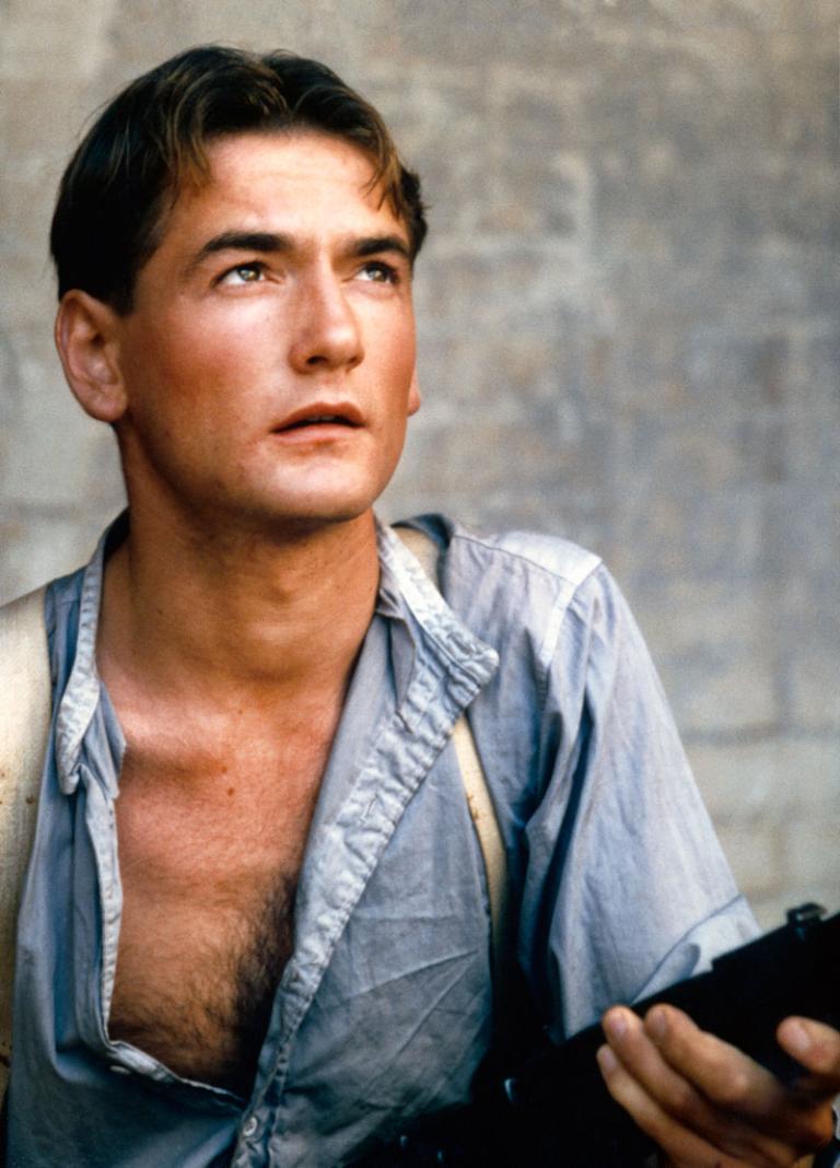 Lewis Fitz-Gerald as Lt. George Ramsdale Witton in Breaker Morant. He's wearing a shirt that is unbuttoned.