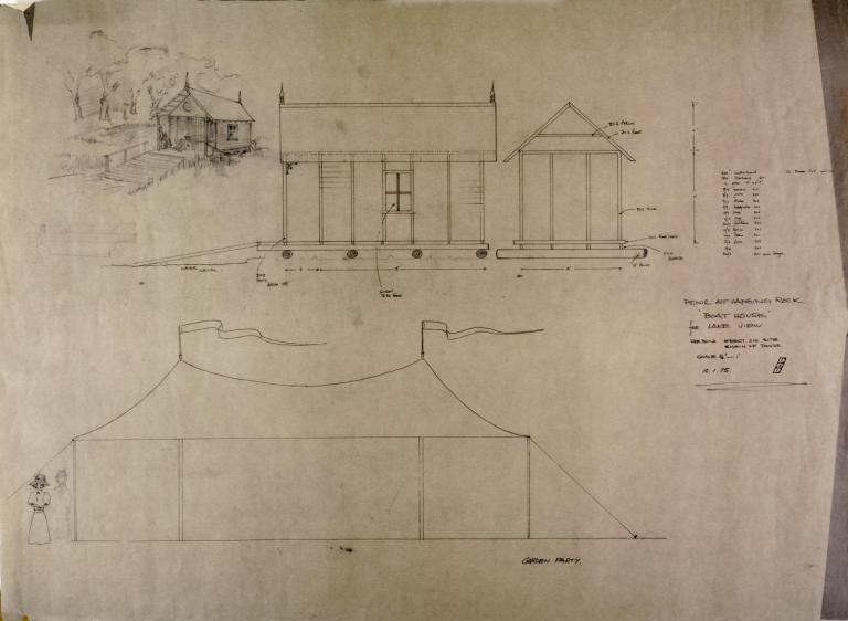 Sketch of boathouse
