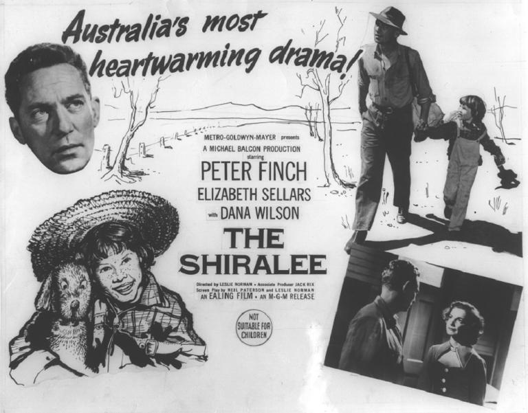 The Shiralee lobby card with four images from the film. Text reads: Australia's mosy heartwarming drama!