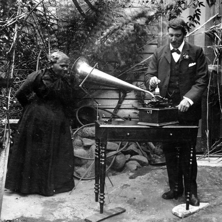 Black and white image of Fanny Cochrane and Horace Watson