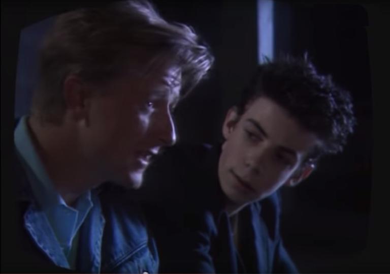 Jeremy Shadlow and Noah Taylor having a conversation in the 1988 film Out of Control