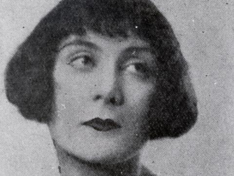 Close up of silent era film director Paulette McDonagh