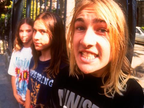 Photo of teenage Australian grunge band, Silverchair in 1995