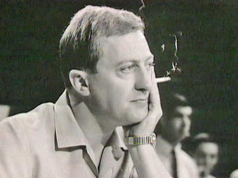 Graham Kennedy with cigarette - black and white