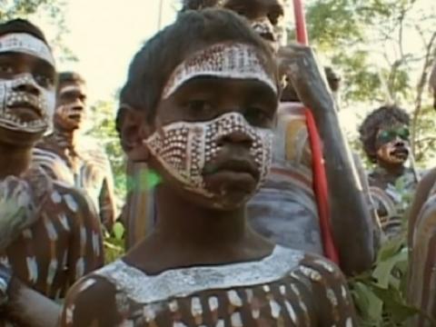 Aboriginal boys with their faces painted