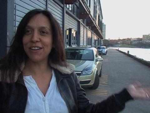 Filmmaker Rachel Perkins stands outside her Sydney office