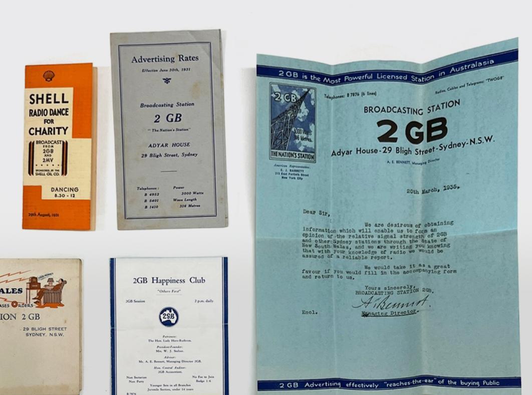A collection of papers, letters and flyers relating to early radio stations.