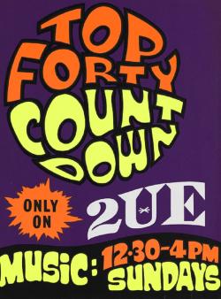 Bright Poster promoting Top Forty Countdown only on radio station 2UE