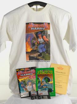 T-shirt featuring an image from the video game Halloween Harry
