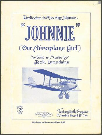 Cover of sheet music for the song Johnnie, our aeroplane girl by Jack Lumsdaine