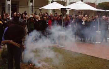 Smoking ceremony in the NFSA courtyard in 2008.