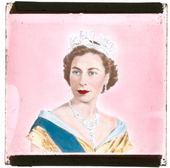 Head and shoulders image of Queen Elizabeth II wearing a formal gown, tiara and necklace