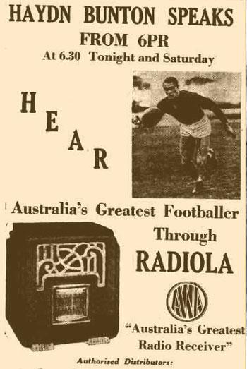 Ad for a radio interview, 1937.