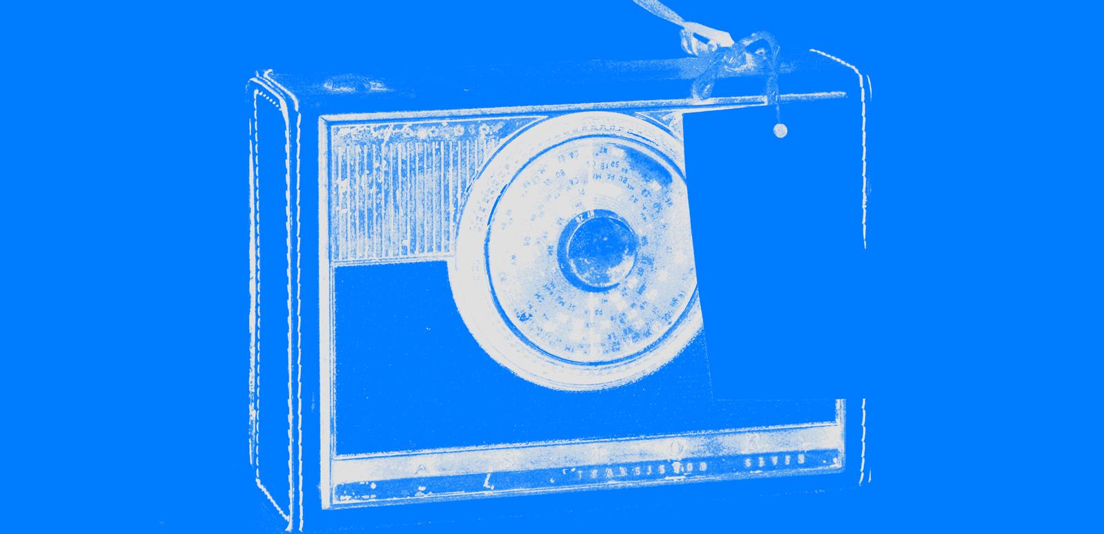 Image of old radio with blue filter