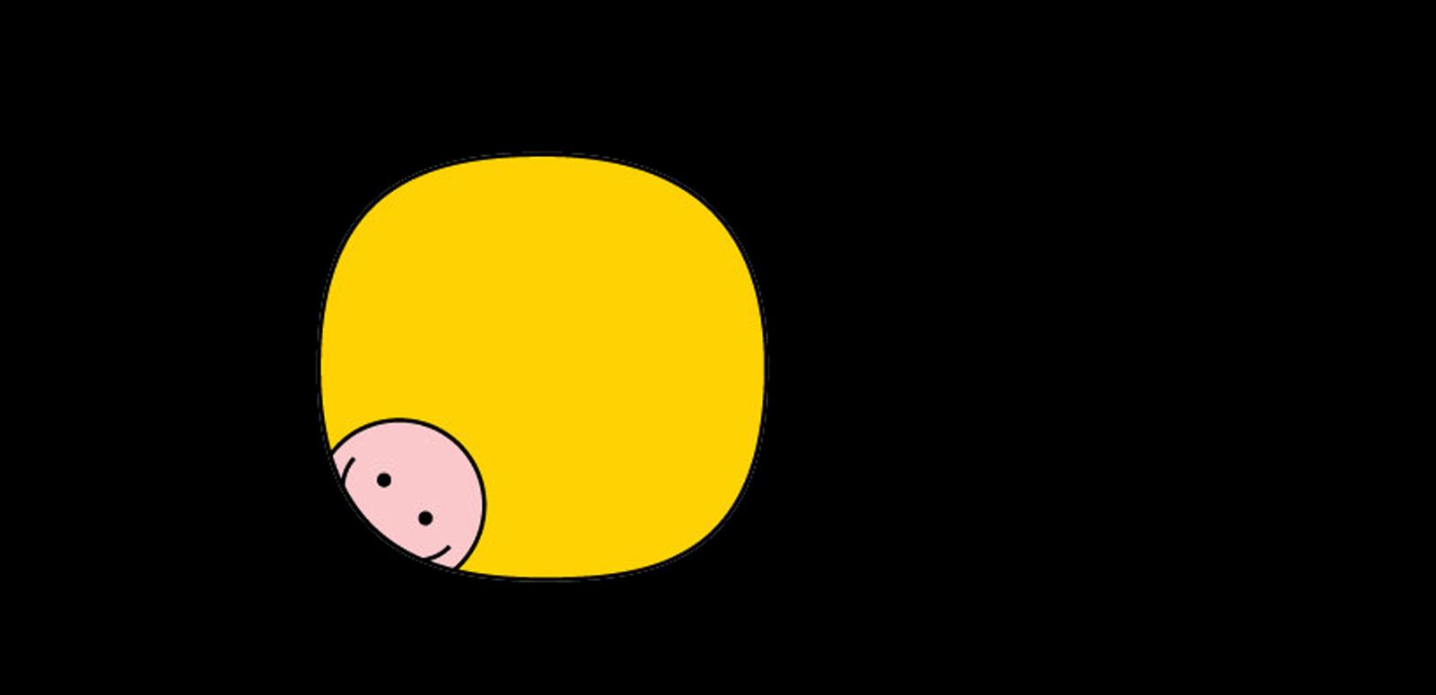 Australian Children’s Television Foundation logo - yellow circle with a pink smiley face at the edge on a black background
