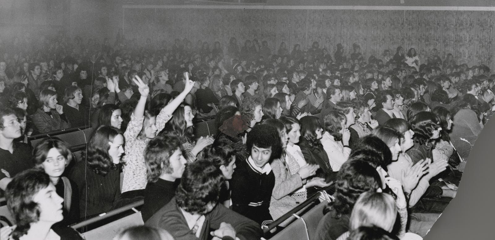Crowd of teenagers at the Battle of the Sounds competition.