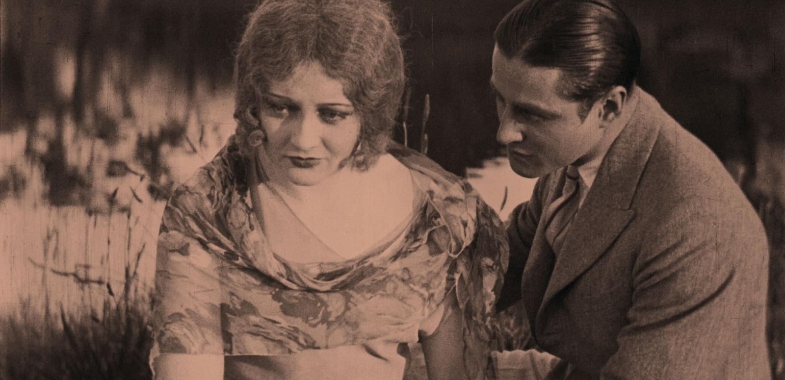 Josef Bambach tried to console Isabel McDonagh in a scene from the 1929 silent movie The Cheaters