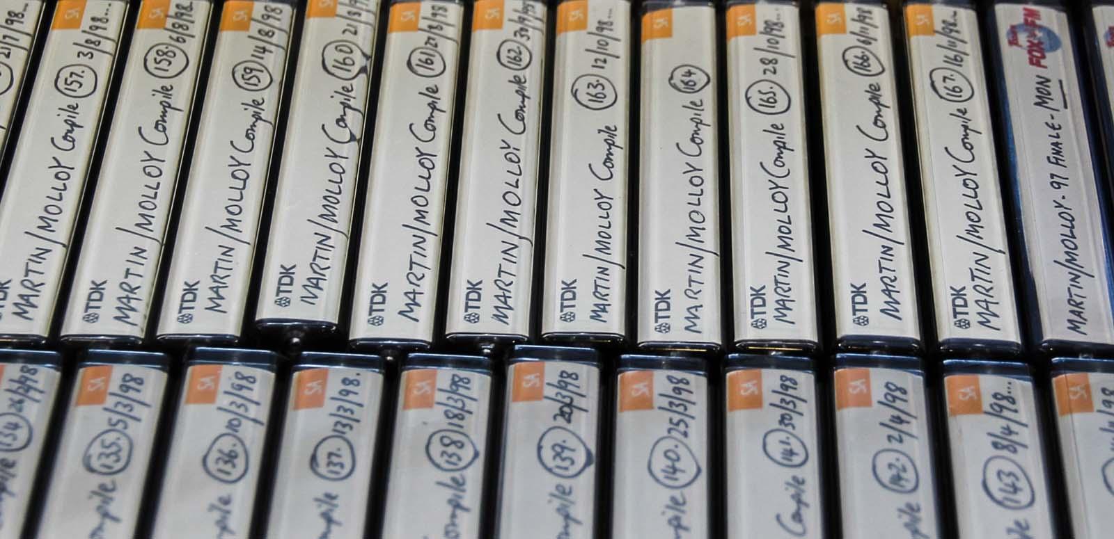 A collection of analogue cassette tapes of the Martin/Molloy radio show