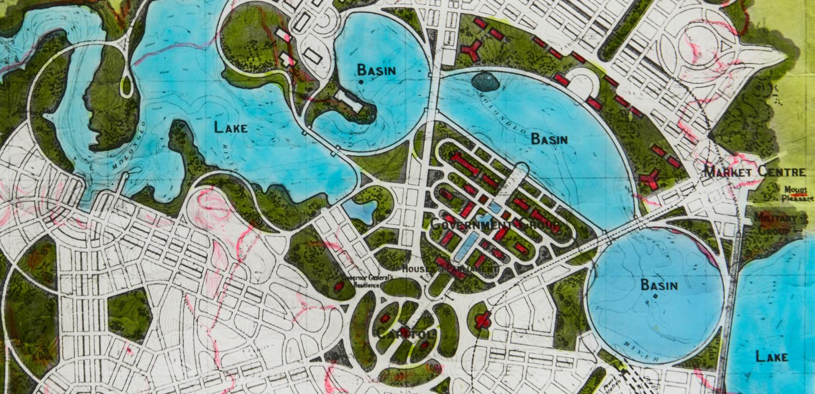 Glass slide of town planning design for Canberra