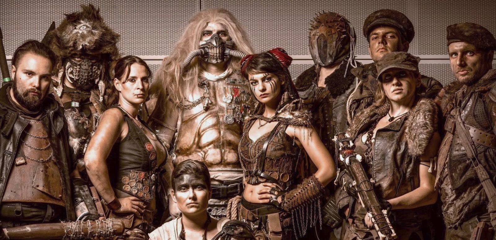 A group of Mad Max fans posing in Fury Road cosplay