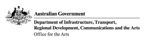 The Australian coat of arms and logo for the Australian Government Department of Infrastructure, Transport, Regional Development, Communications and the Arts - Office for the Arts