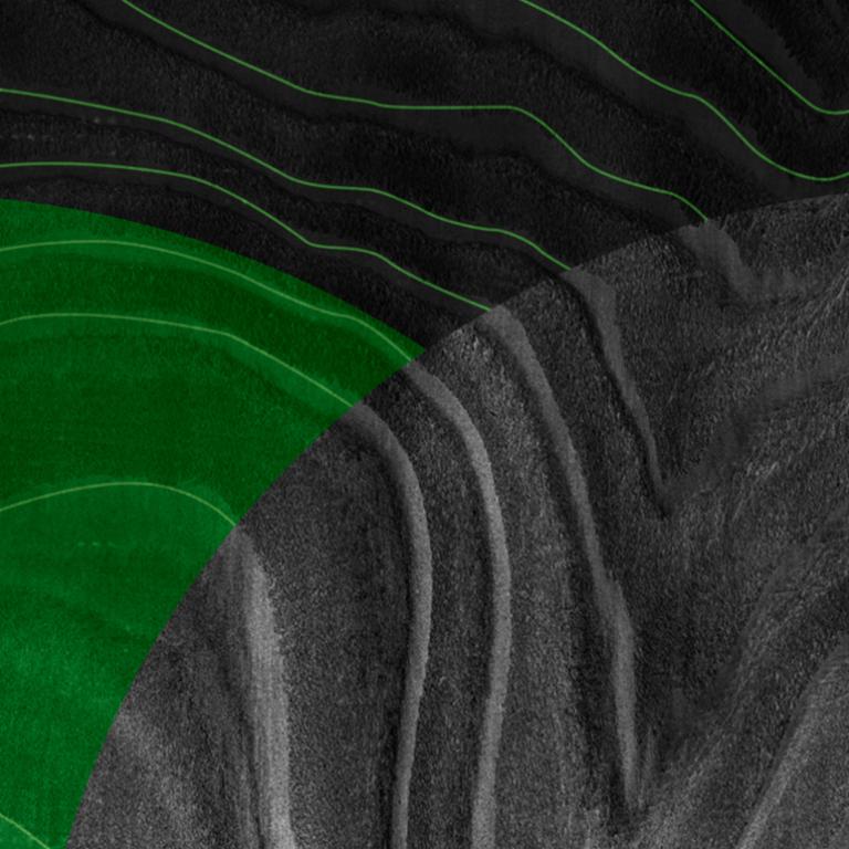 Green and black image with an organic wave pattern