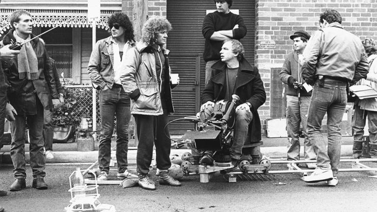 Film crew on the set of the movie Malcolm 1986