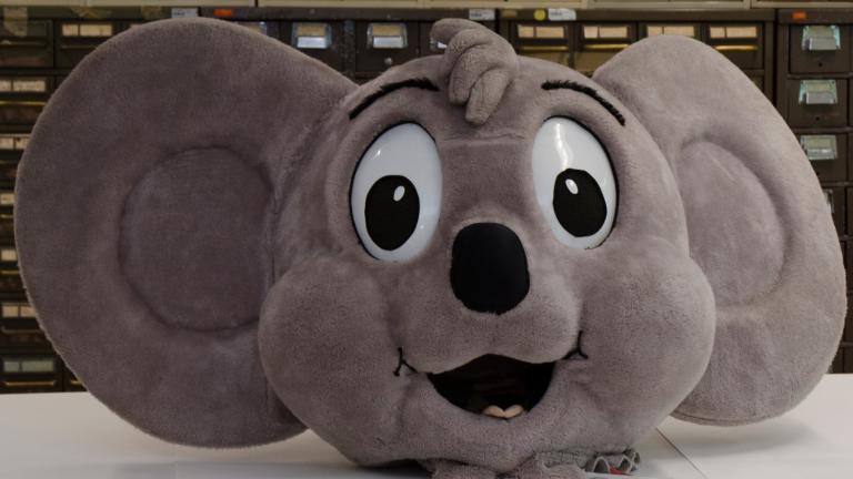 Large Koala head which is part of a Blinky Bill promotional costume
