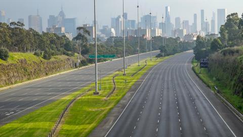 An empty freeway in Melbourne