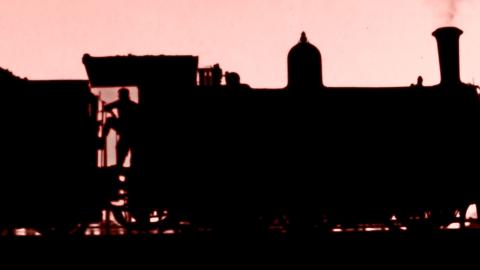 Silhouette of a steam train