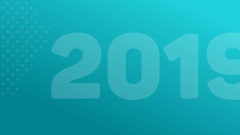 Aquamarine graphic with the year 2019